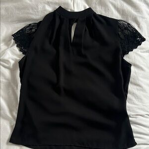 Elegant Black Lace Sleeve Women's Top